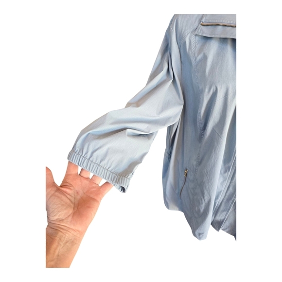 Chico's Blue Lightweight 3/4 Sleeve Zip Utility Blazer Jacket XXL - Picture 5 of 7